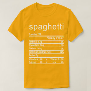 T-shirt étiquette de la valeur nutritive spaghetti