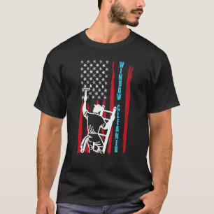 T-shirt Étiquette de nettoyage de fenêtre de drapeaux USA