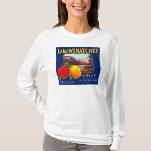 T-shirt Étiquette de pomme du lac Wenatchee (bleu) - Cash