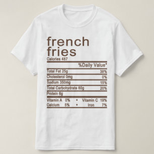 T-shirt étiquette des informations nutritionnelles des fri
