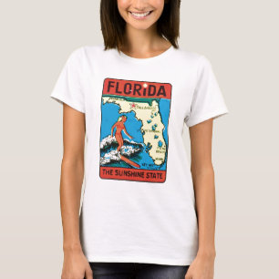 T-shirt Étiquette d'état de la Floride FL de Vintage
