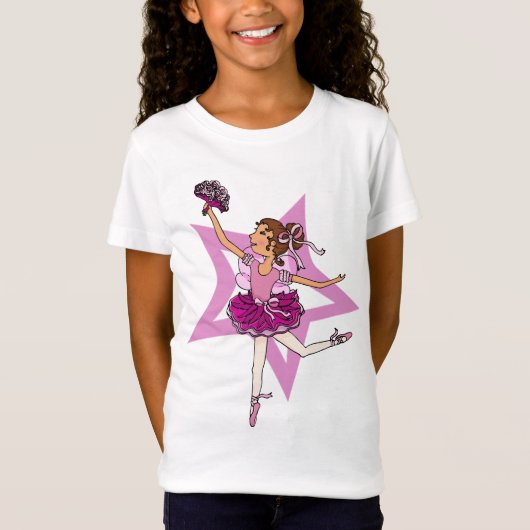 T-Shirt Étoile de ballerine dans le rose avec le dessus de (Devant)