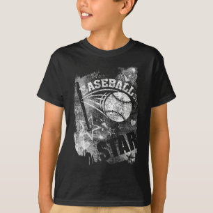 T-shirt Étoile de baseball, Black Grunge Baseball