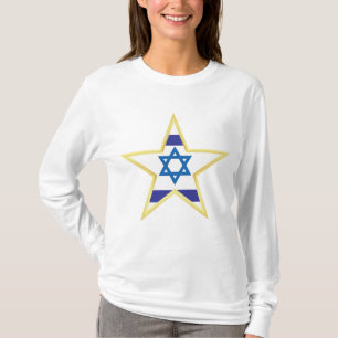 T-shirt Étoile de David Drapeau Israélien Finition Or