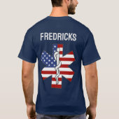 T-shirt Étoile de vie Ambulance patriotique EMT Nom person (Dos)