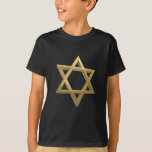 T-shirt étoile d'or de david<br><div class="desc">"étoile de david", ,  judaïsme,  juif,  jours fériés,  hanoukka,  chanoukkah,  juif,  hébreu,  hannukah,  channukah,  passover, "rosh hashanah"or métal blanc 3d blanc vierge</div>