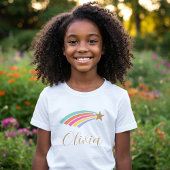 T-Shirt Étoile Filante Mignonne Arc-en-ciel Nom Personnali