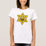 T-shirt Étoile juive de David avec une abeille de miel<br><div class="desc">Étoile jaune vif de David avec une abeille de miel. Idéal pour Rosh Hashanah ou Chanukah.</div>