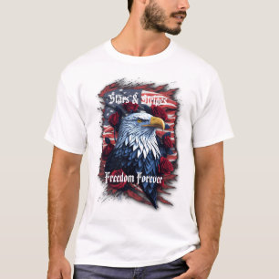 T-shirt Étoile Rayures Liberté Pour Toujours Aigle Drapeau