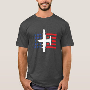 T-shirt Étoiles bleues de jet de C-130 Hercule et rayures