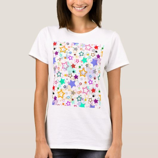 T-shirt Étoiles colorées blanches  (Devant)