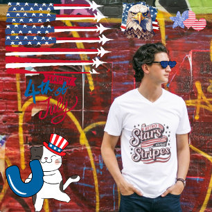 T-shirt Étoiles et bandes vintages 4 juillet Décor