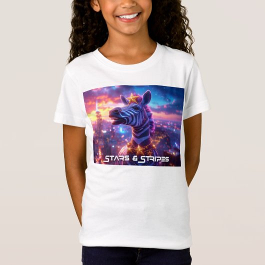 T-Shirt Étoiles et rayures avec Zebra Zanzibar - (Devant)