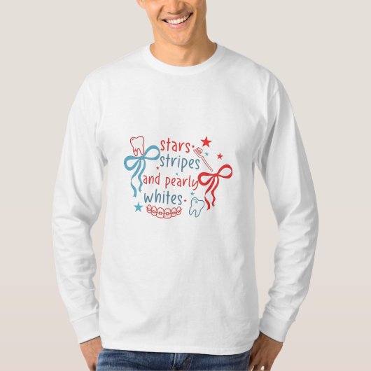 T-shirt Étoiles et rayures et blanc précoce 4 juillet (Devant)