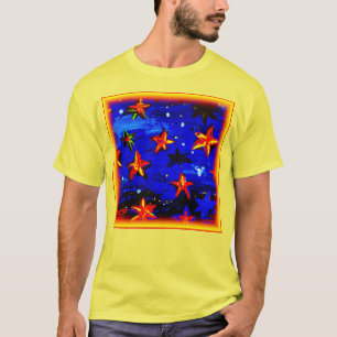 T-shirt Étoiles Orange De Couleur Lumineuse. Commandez dès