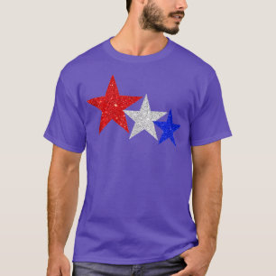 T-shirt Étoiles patriotiques Étincelles Rouge Blanc Bleu B