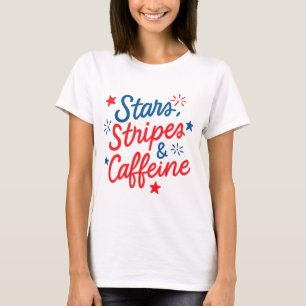 T-shirt Étoiles, rayures et caféine