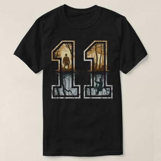 T-shirt Étrange numéro 11 d'argent doré (Design devant)