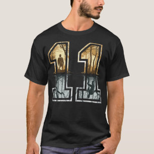 T-shirt Étrange numéro 11 d'argent doré