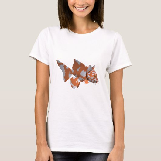 T-shirt Étrange poisson tacheté blanc-orange (Devant)