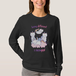 T-shirt Être différent est miauleux Licorne chat drôle