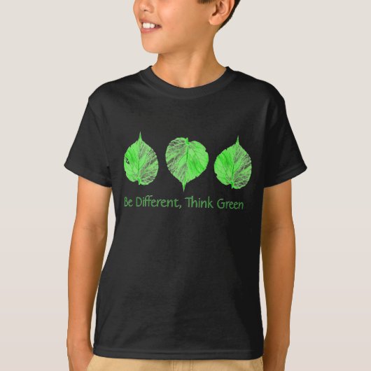 T-shirt Être différent Pensez Recycle Vert, Enfants Jours  (Devant)