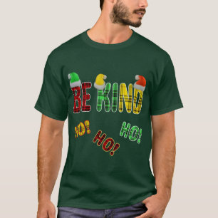 T-SHIRT ÊTRE GENTIL HO HO FUNNY CHRISTMAS PLAID QUOTE