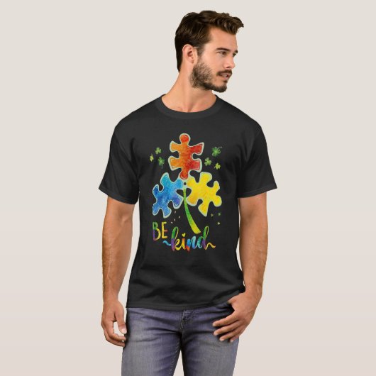 T-shirt Être gentil Puzzle Pièce Sensibilisation sur l'aut (Devant entier)