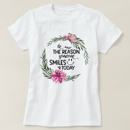 T-shirt ÊTRE LA RAISON | Couronne florale rose (Design devant)