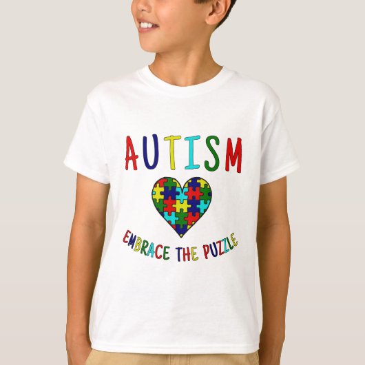 T-shirt Étreinte d'autisme le puzzle (Devant)