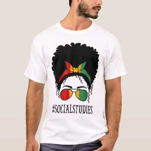 T-shirt Études sociales Femmes africaines Messy Bun Black 