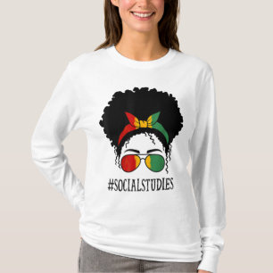 T-shirt Études sociales Femmes africaines Messy Bun Black 