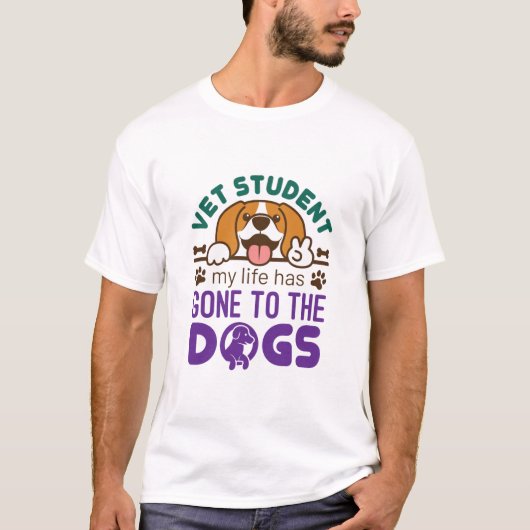T-shirt Étudiant âgé, ma vie est allée aux chiens (Devant)