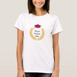 T-shirt Étudiant d'honneur Couronne de Laurier Dorée