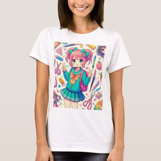 T-shirt étudiant en anime (Devant)