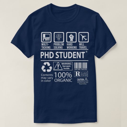 T-shirt Étudiant en doctorat 2 (Design devant)