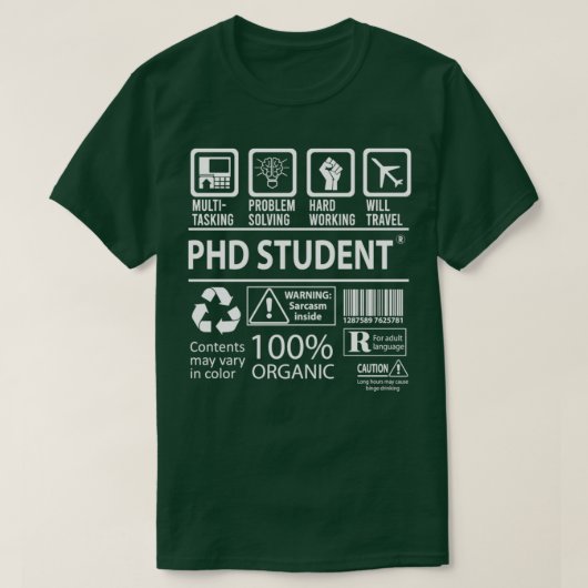 T-shirt Étudiant en doctorat 6 (Design devant)