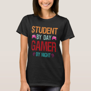 T-shirt Étudiant Par Jeu De Jour Par Mème De Nuit Pour Les