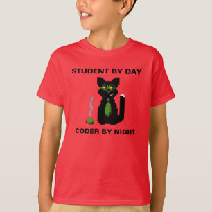 T-shirt Étudiant par jour - Coder par chemise de nuit