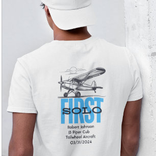 T-shirt Étudiant pilote premier avion solo et nuages perso
