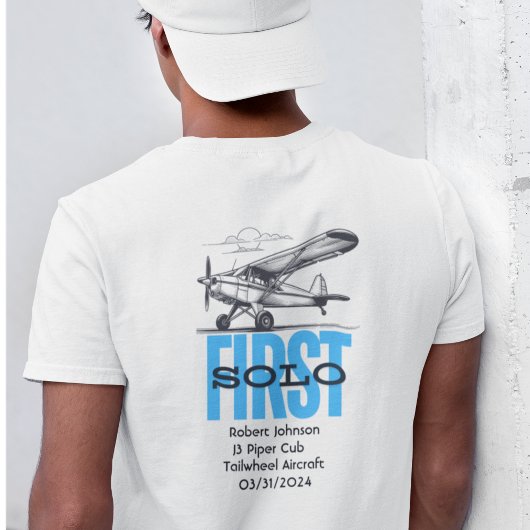 T-shirt Étudiant pilote premier avion solo et nuages perso