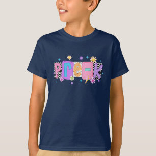 T-shirt Étudiant pré-K À damiers fleurs