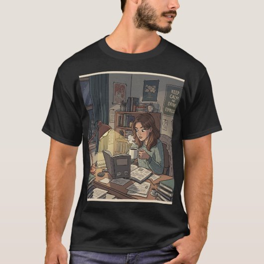 T-shirt Étudier et se caffeiner (Devant)