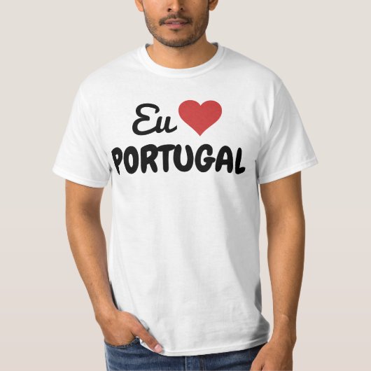 T-shirt Eu Amo Portugal Com Coração Vermelho (Devant)