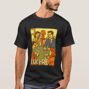 T-shirt Euchre Bande Dessinée Rétro Jeu de Nuit de Euchre