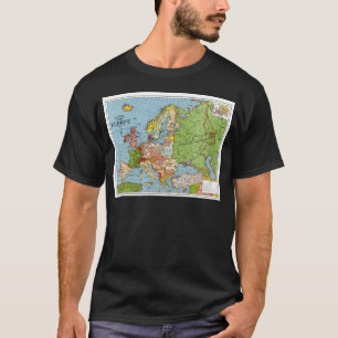 T-shirt Europe vintage Carte générale du XXe siècle