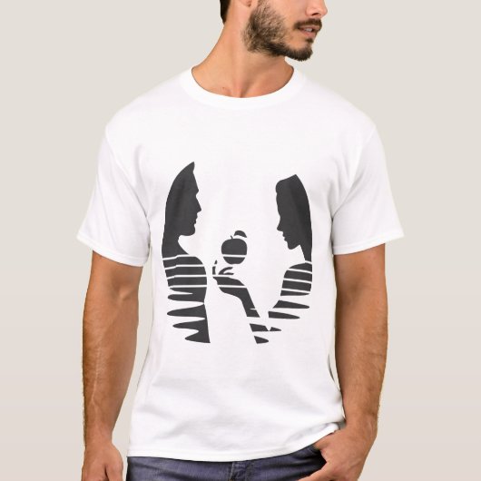 T-shirt Eve Met Une Pomme À Adam, Noir Version 1/3 (Devant)