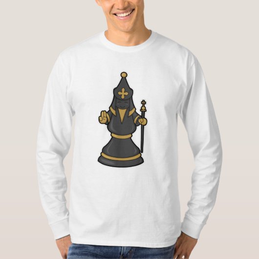T-shirt Évêque aux échecs avec le personnel (Devant)