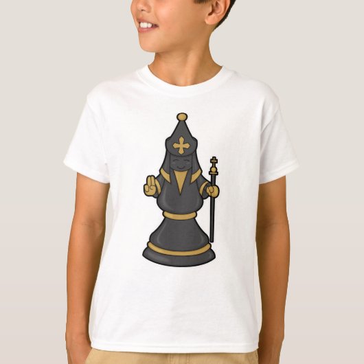 T-shirt Évêque aux échecs avec le personnel (Devant)