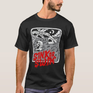 T-shirt Évier Ou Nager Gothique Surfer Tarot Satanique Sor